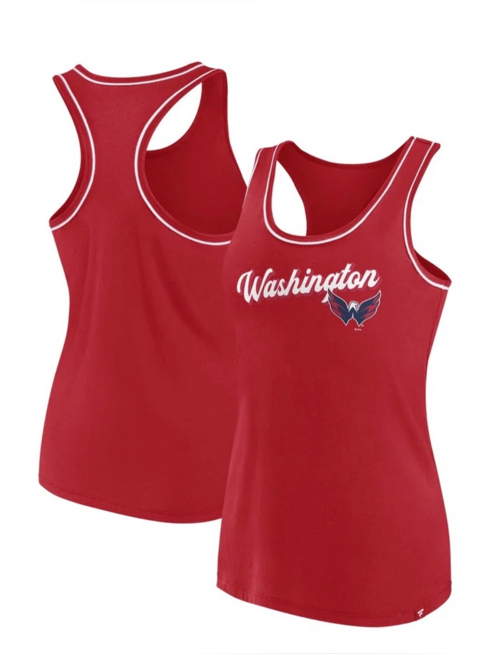 Washington Capitals Fanatics Women's Wordmark Logo Racerback Scoop Neck Tank Top